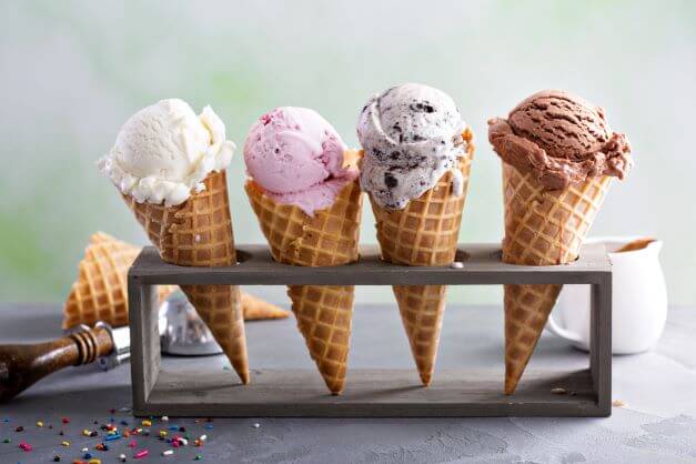 Different flavoured ice creams